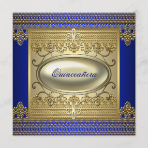 Royal Blue Gold Quinceanera Invitation