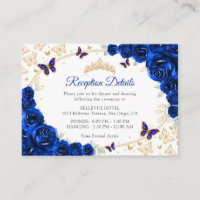 Royal Blue Gold Quinceanera Reception Details