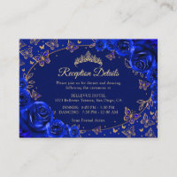 Royal Blue Gold Quinceanera Reception Details