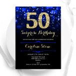Royal Blue Gold Surprise 50th Birthday Invitation<br><div class="desc">Surprise 50th birthday party invitation. Elegant royal blue design with faux glitter gold. Features stylish diamonds, bokeh lights and script font. Men or women bday invite. Perfect for a stylish adult birthday party. Personalise with your own details. Message me if you need further customisation. Printed Zazzle invitations or instant download...</div>