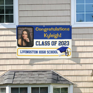 Royal Blue & Gold Vinyl Graduation Banner