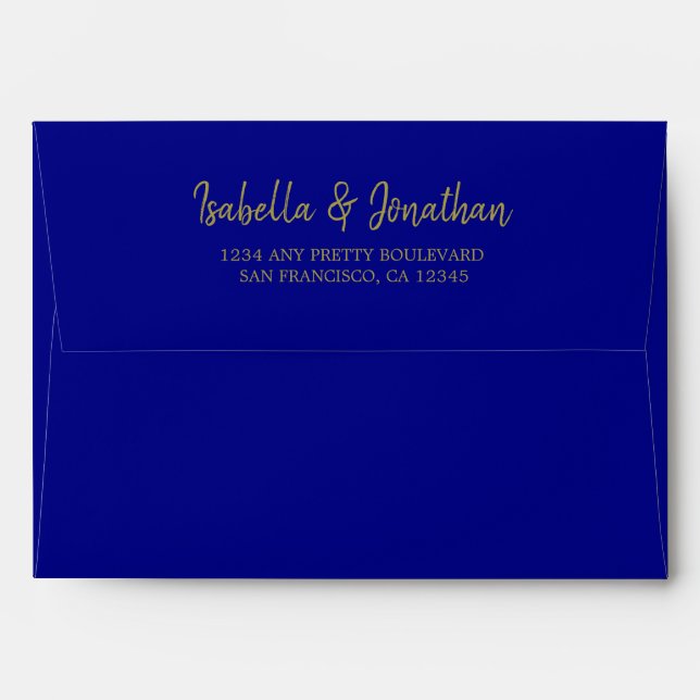 Royal blue gold wedding envelope (Back (Top Flap))