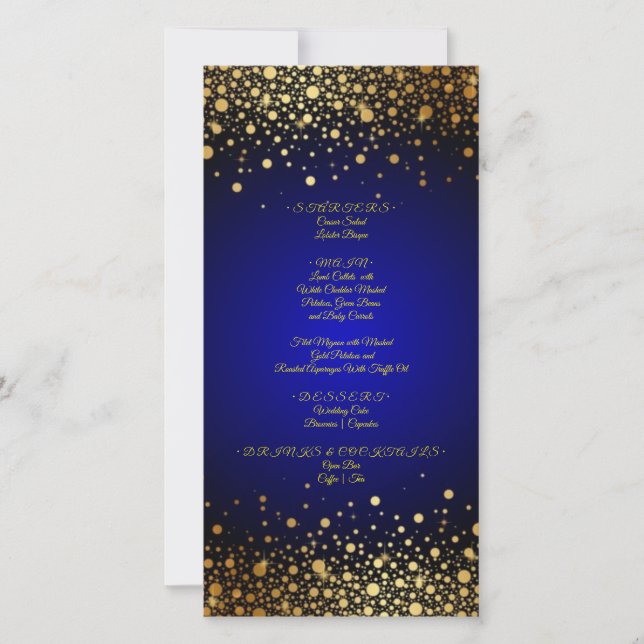 Royal Blue Gold wedding popular menu (Front)