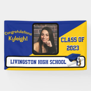Royal Blue, Gold, & White Graduation Banner