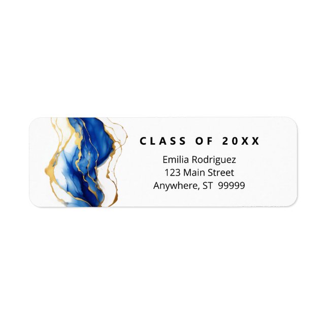 Royal Blue Gold Yellow Elegant Modern Graduation (Front)