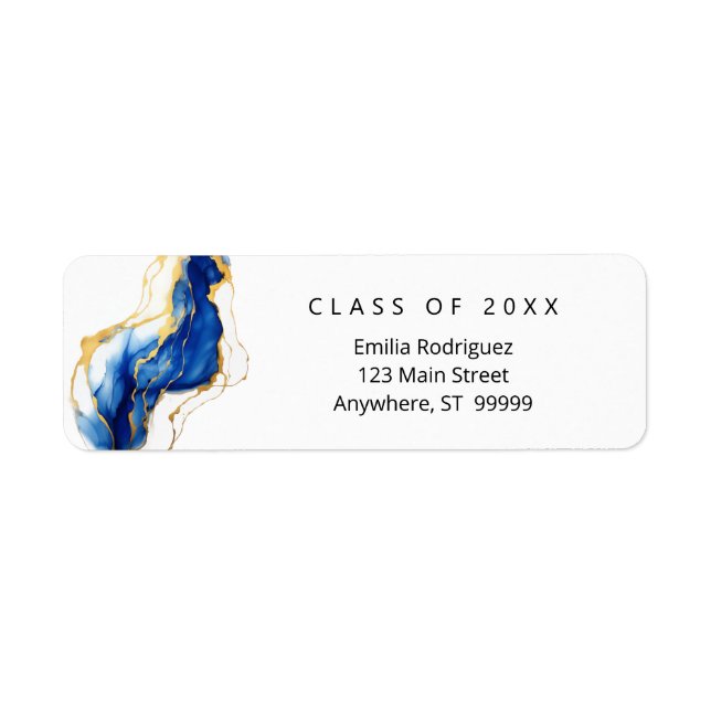 Royal Blue Gold Yellow Elegant Modern Graduation (Front)
