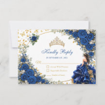 Royal Blue Golden Butterfly Quinceañera 
