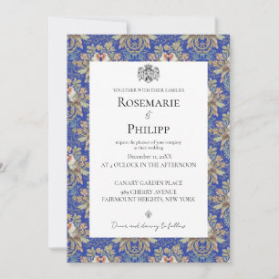 Royal Blue Gorgeous Lovebirds Custom Photo Wedding Invitation