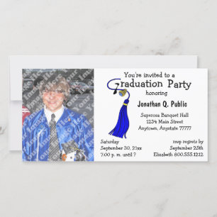 Royal Blue Graduation Party Photo Invitation