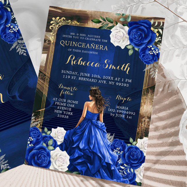 Royal Blue Grand Palace Quinceañera Princess Invitation (Creator Uploaded)