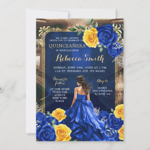 Royal Blue Grand Palace Quinceañera Princess Invitation
