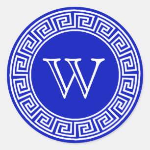 Royal Blue Greek Key Monogram Envelope Seals