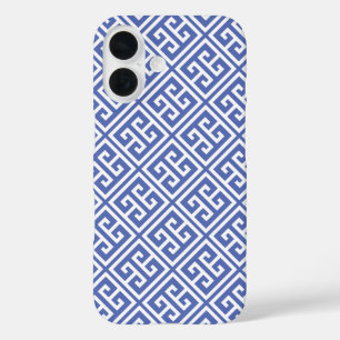 Royal Blue Greek Key Pattern iPhone 16 Case