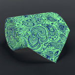 Royal-Blue & Green Floral Paisley Pattern Tie<br><div class="desc">Elegant royal blue vintage floral paisley damasks pattern over green background you can change.
Adjustable size of the print and background color.</div>
