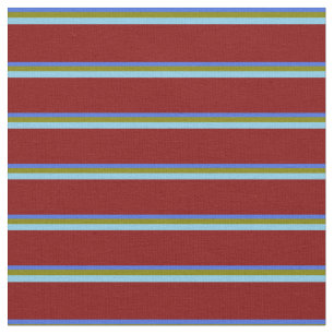 Royal Blue, Green, Sky Blue, and Maroon Lines Fabric