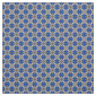 Royal Blue Grey and White Repeat Tile Pattern Fabric