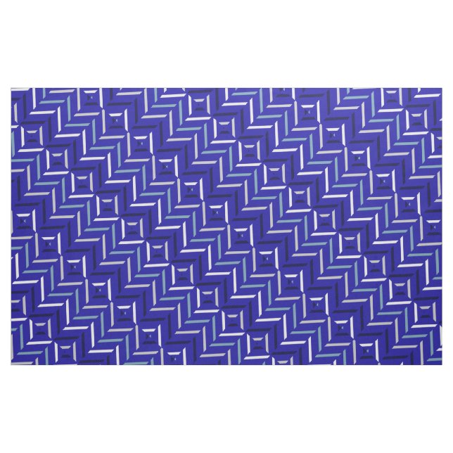 Royal Blue Grey-Blue Silver Navy & White Patterned Fabric (Fat Quarter)