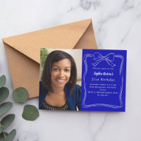 Royal blue hand-drawn bow photo birthday