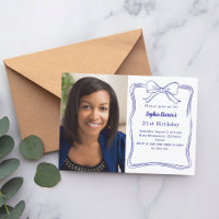 Royal blue hand-drawn bow photo birthday