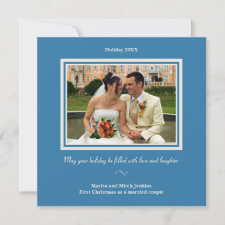 Royal blue hanukkah holiday photo greeting card