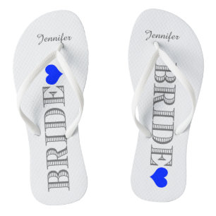 Royal Blue Heart Bride's Flip Flops
