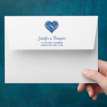 Royal Blue Heart Wedding Invitation
