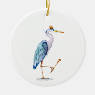 Royal Blue Heron Ceramic Tree Decoration