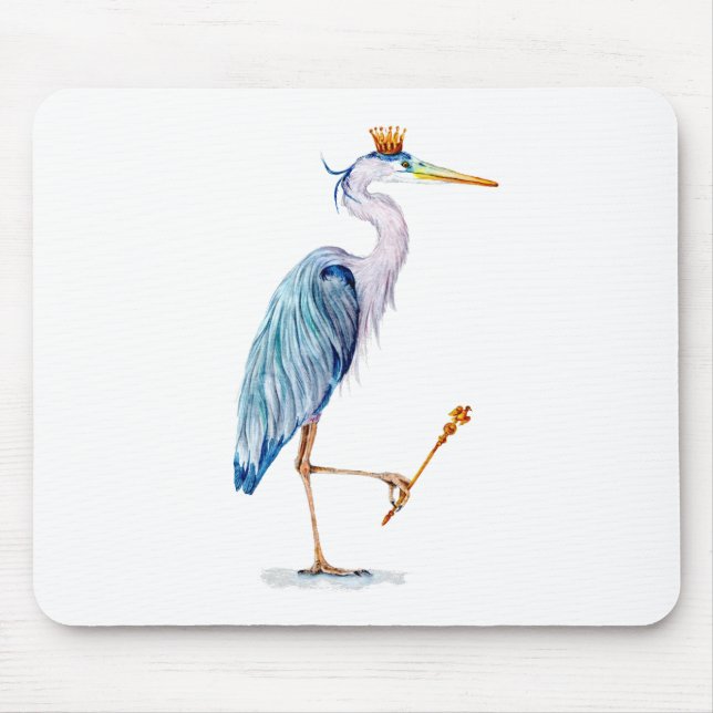 Royal Blue Heron Mouse Mat (Front)