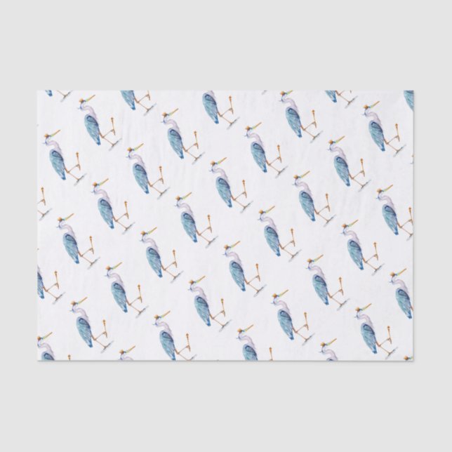 Royal Blue Heron Tissue Paper (Front)