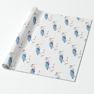 Royal Blue Heron Wrapping Paper