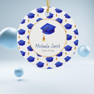 Royal Blue High School Graduation Christmas Ceramic Tree Decoration