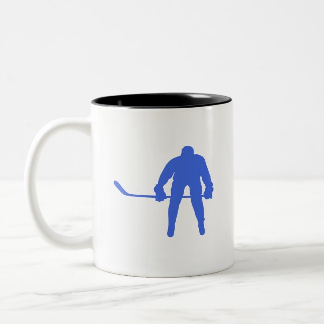 Royal Blue Hockey Two-Tone Coffee Mug (Left)