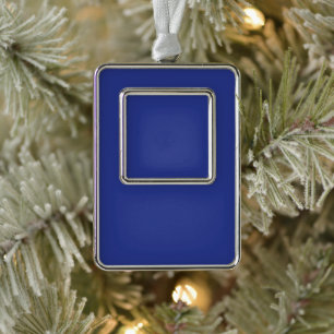 Royal Blue Holiday Elegance Silver Plated Framed Ornament