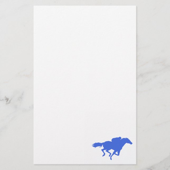 Royal Blue Horse Racing Stationery (Front)
