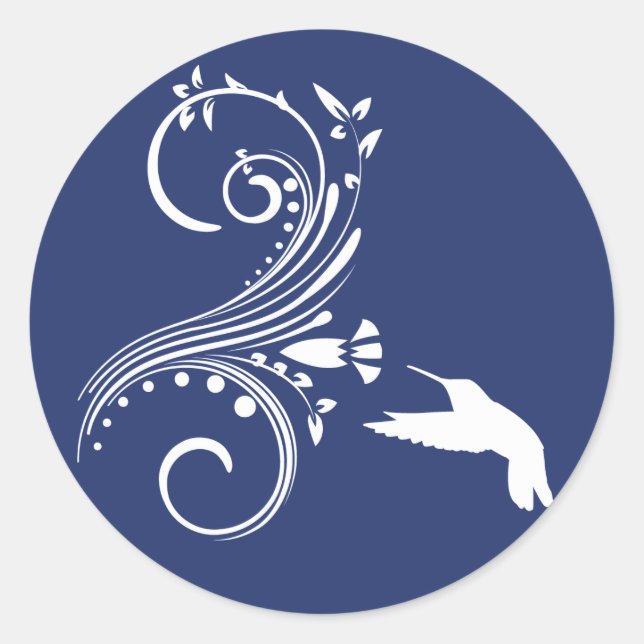 Royal Blue Hummingbird Envelope Sticker Seal (Front)
