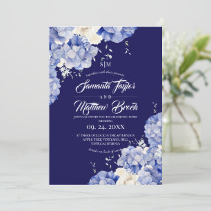 Royal Blue Hydrangea Wedding Invitation