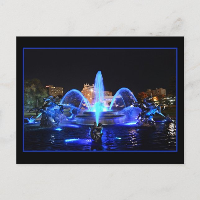 Royal Blue J.C. Nichols Fountain, Kansas City Postcard (Front)