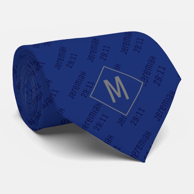 Royal Blue | JEREMIAH 29:11 | Monogram Tie (Rolled)