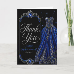 Royal Blue Jewel Sweet 16 Thank You Card