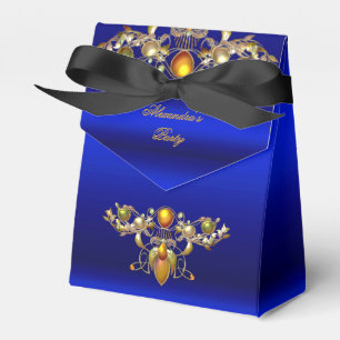 Royal Blue Jewelled Black Gold Party Favour Box