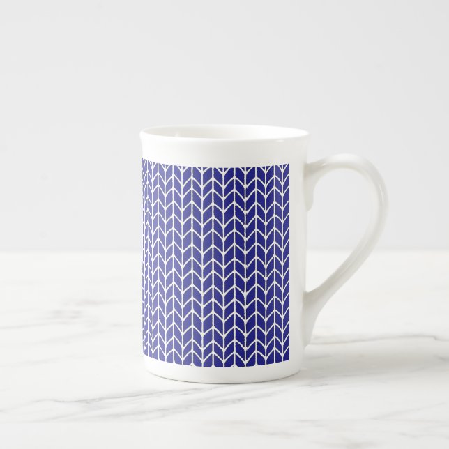 ROYAL BLUE KNIT Bone China Mug (Right)