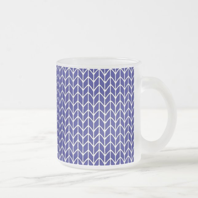 ROYAL BLUE KNIT Frosted Glass Mug (Right)