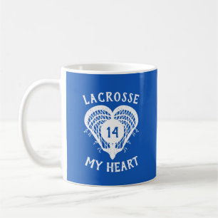 Royal Blue Lacrosse My Heart Coffee Mug