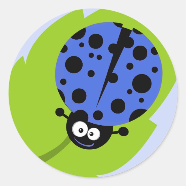 Royal Blue Ladybug Classic Round Sticker (Front)