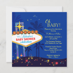 Royal Blue Las Vegas Baby Shower Invitation