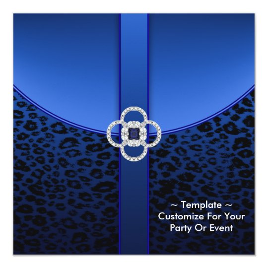 Royal Blue Leopard Party Invitation