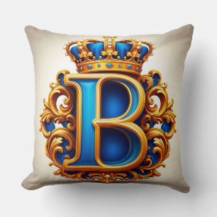 Royal Blue Letter B Monogram Cushion