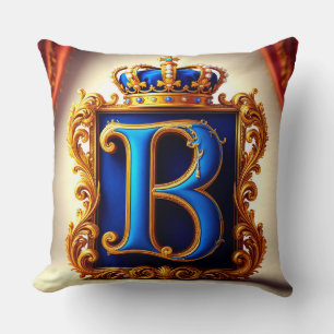 Royal Blue Letter B Monogram Cushion