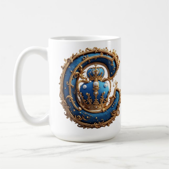 Royal Blue Letter C Monogram Coffee Mug (Left)