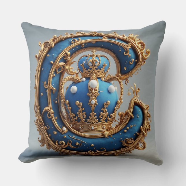 Royal Blue Letter C Monogram Cushion (Front)